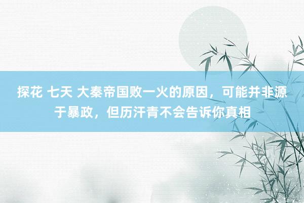 探花 七天 大秦帝国败一火的原因，可能并非源于暴政，但历汗青不会告诉你真相