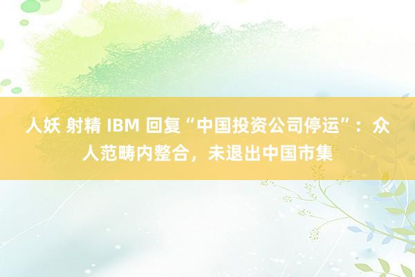 人妖 射精 IBM 回复“中国投资公司停运”：众人范畴内整合，未退出中国市集